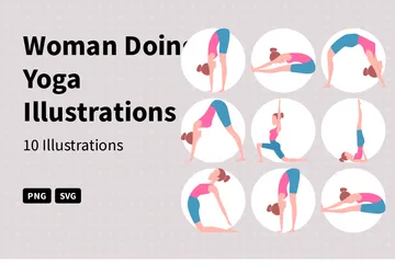 Femme faisant du yoga Pack d'Illustrations