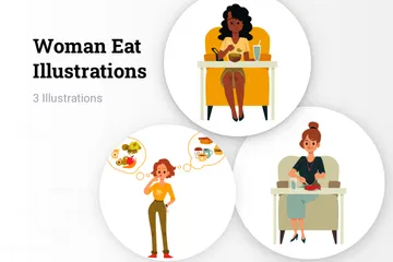 Femme Manger Pack d'Illustrations