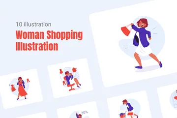 Femme, Shopping Pack d'Illustrations