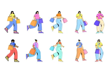 Femme, Shopping Illustration Pack