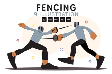 Fencing Player Sport Illustration Pack