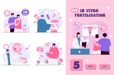 Fertilização in vitro Pacote de Ilustrações