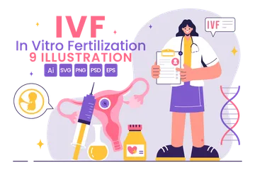 FIV ou fertilização in vitro Pacote de Ilustrações