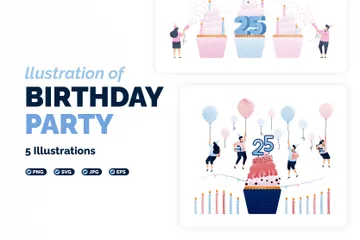 Festa de aniversário Illustration Pack