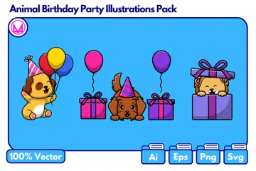 Festa de aniversário de animais Illustration Pack