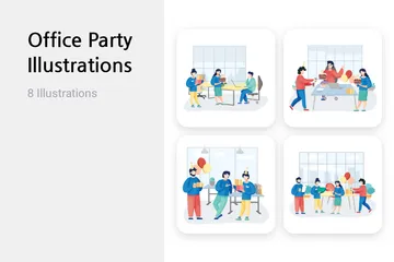 Festa in ufficio Illustration Pack