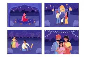 Festivais Hindus Pacote de Ilustrações