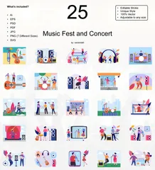 Festival de Música e Concerto Pacote de Ilustrações