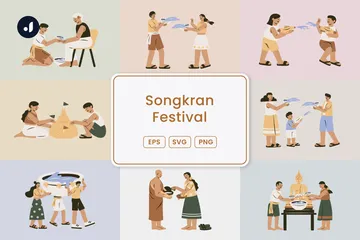 Festival de Songkran Pack d'Illustrations