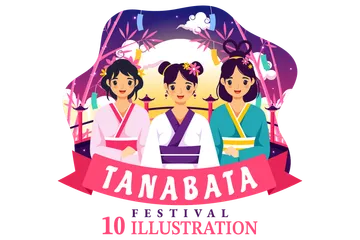 Festival japonais de Tanabata Pack d'Illustrations
