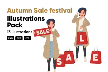 Festival des soldes d'automne Pack d'Illustrations