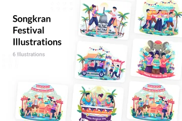 Festival de Songkran Paquete de Ilustraciones
