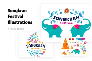 Festival Songkran Pacote de Ilustrações