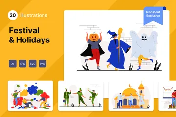 Festival y vacaciones Paquete de Ilustraciones
