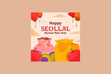 Festivo de comemorar o ano novo coreano Seollal Pacote de Ilustrações