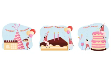 Fête d'anniversaire Pack d'Illustrations