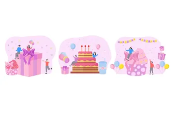 Fête d'anniversaire Pack d'Illustrations