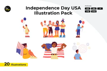 Jour de l'Indépendance aux États-Unis Pack d'Illustrations