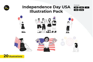 Jour de l'Indépendance aux États-Unis Pack d'Illustrations