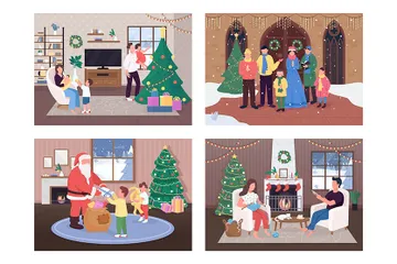 Célébration de Noël Pack d'Illustrations