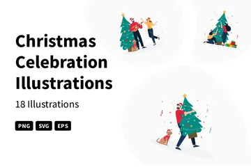 Célébration de Noël Pack d'Illustrations