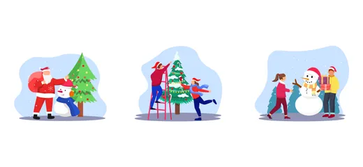 Célébration de Noël Pack d'Illustrations