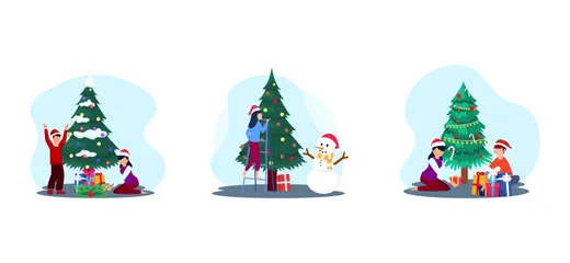 Célébration de Noël Pack d'Illustrations