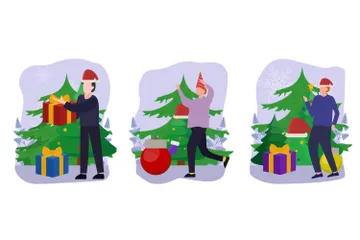 Célébration de Noël Pack d'Illustrations