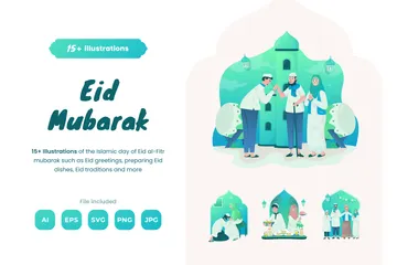 Aïd Moubarak Pack d'Illustrations