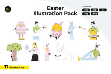 Célébration pascale de Pâques Pack d'Illustrations