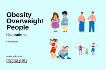 Fettleibigkeit Übergewichtige Menschen Illustrationspack