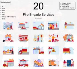 Dienstleistungen der Feuerwehr Illustrationspack