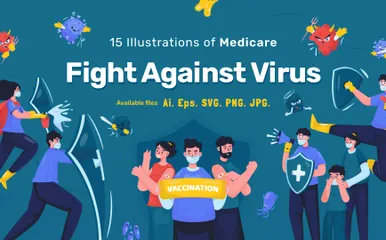 Fight Against Virus Illustration Pack