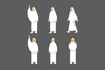 Figura de atividade feminina Peregrinos do Hajj Pacote de Ilustrações