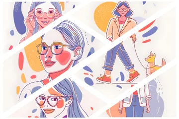 Fille moderne Pack d'Illustrations