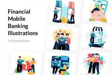 Services bancaires mobiles financiers Pack d'Illustrations