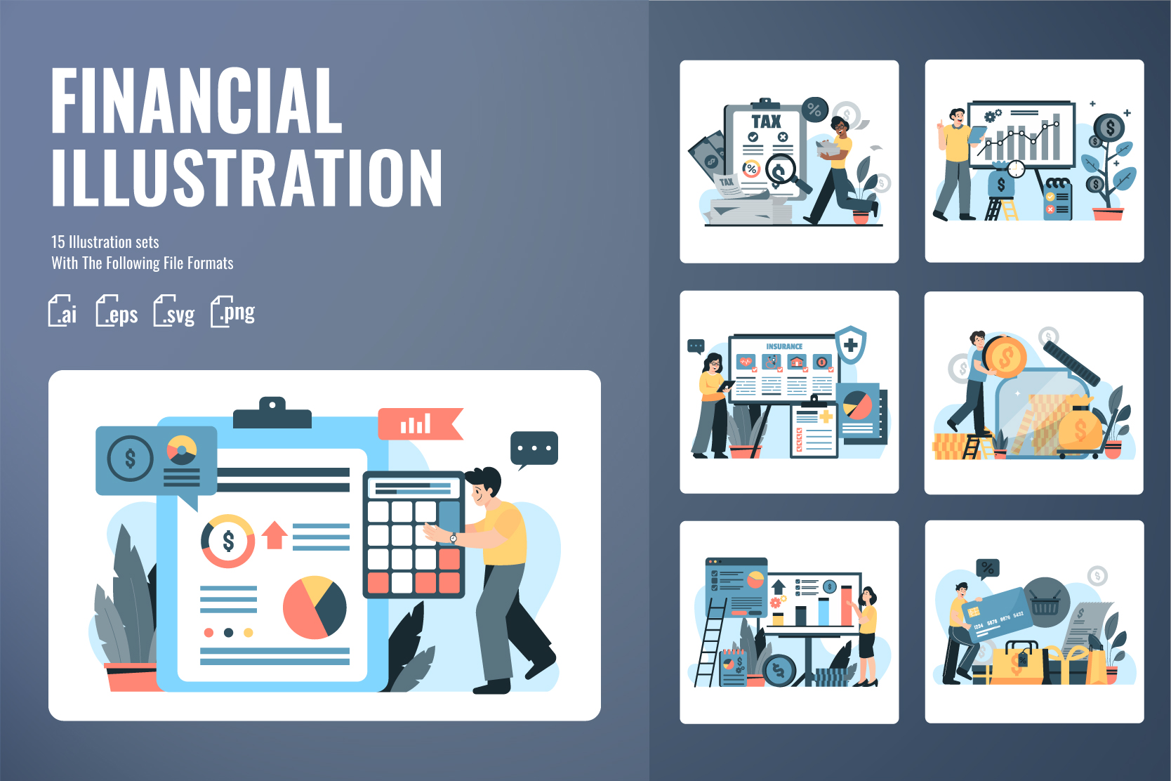 Premium Financial Analyst Illustration Pack From Business Illustrations 1955