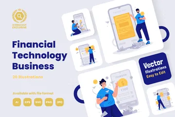 Financial Technology Business Illustration Pack