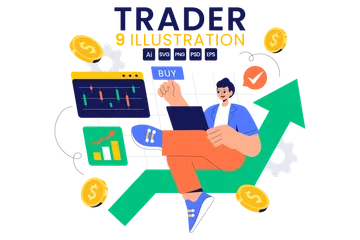 Financial Trader Illustration Pack