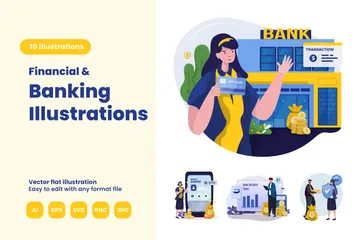 Finanzielle Bankgrafiken Illustrationspack