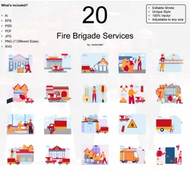 Fire Brigade Services Illustration Pack