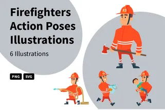 Firefighters Action Poses