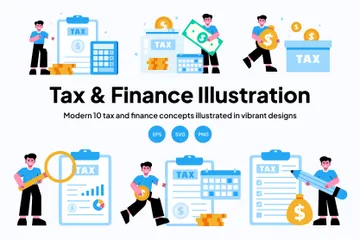 Fiscalité et finances Pack d'Illustrations