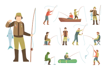 Fisherman Character Illustration Pack