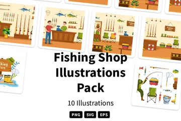 Fishing Shop Illustration Pack