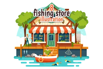 Fishing Store Illustration Pack