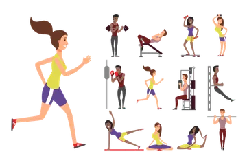 Fitness-Leute Illustrationspack