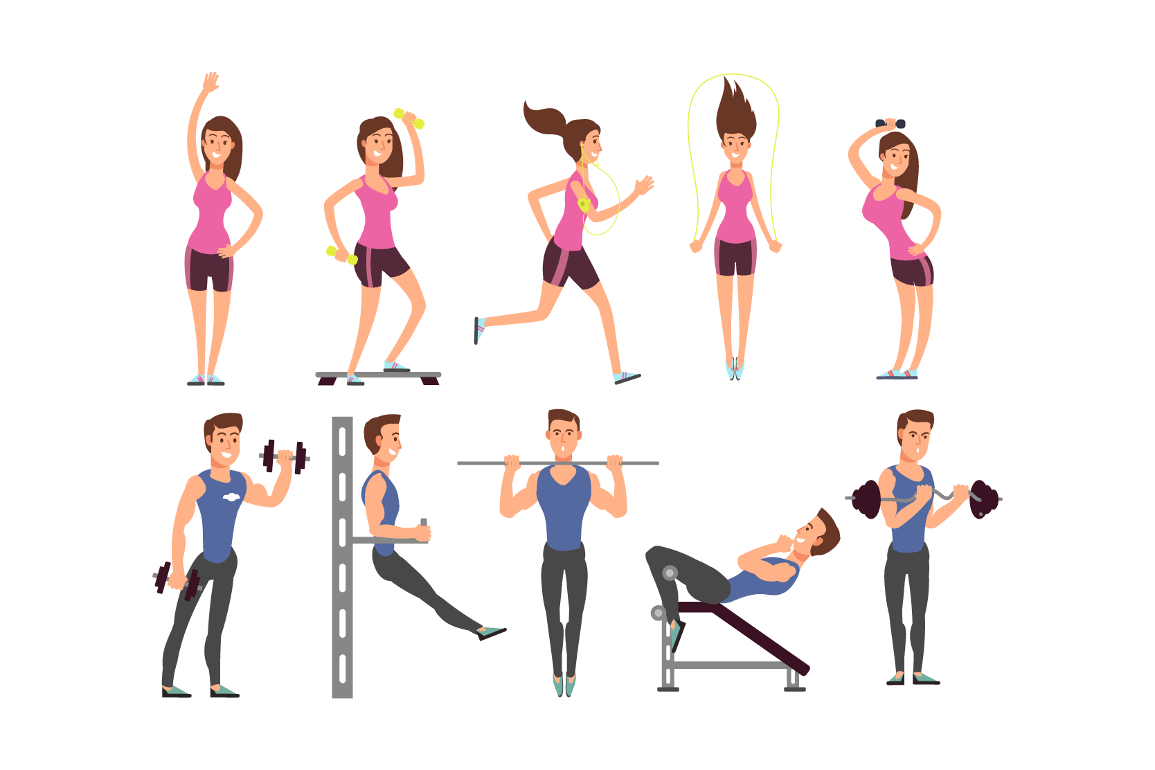 Premium Fitness People Illustration pack from People Illustrations