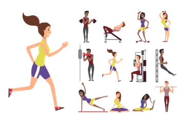Fitness People Illustration Pack