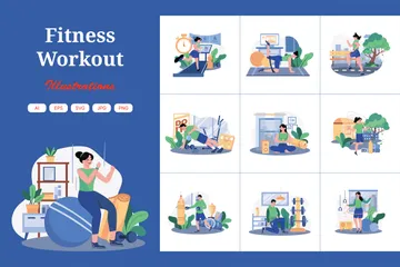 Fitnesstraining Illustrationspack